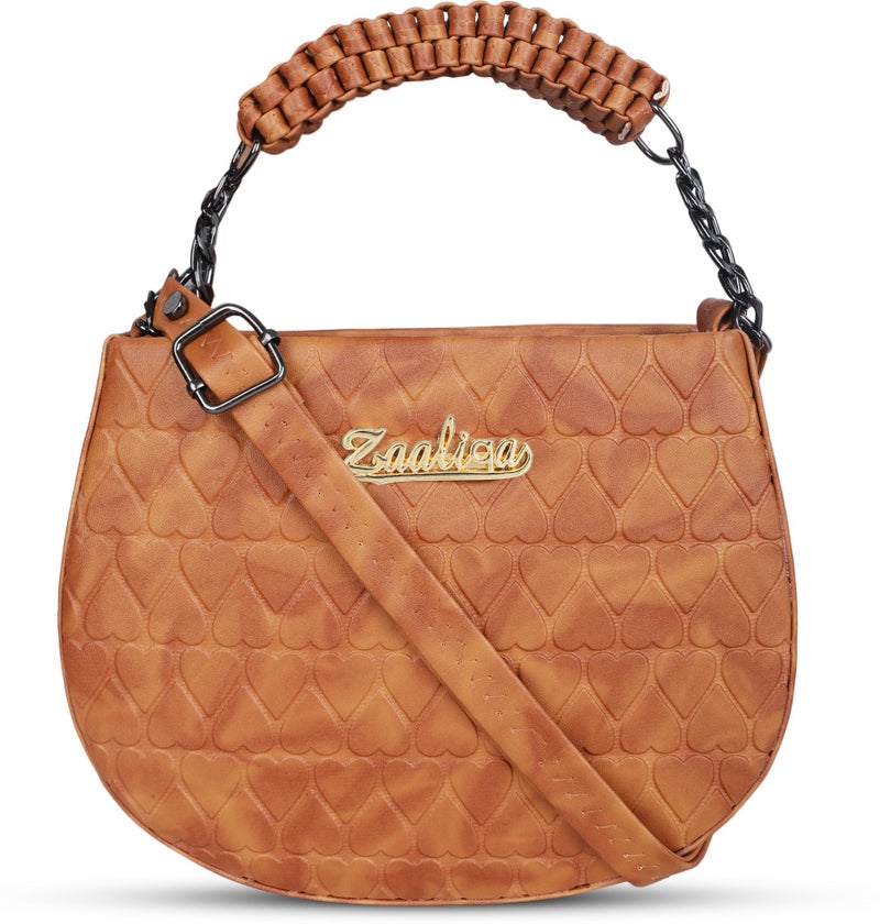 Osman Stylish Tan Heart Design Sling Bag for Girls - Image 3